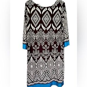 Croft & Barrow Black and White Dress with Blue Trim Size Medium